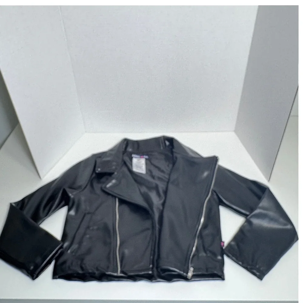 Limited Too Girls Black Faux Leather Moto Biker Jacket Kids 6‎ Edgy Rocker Y2K